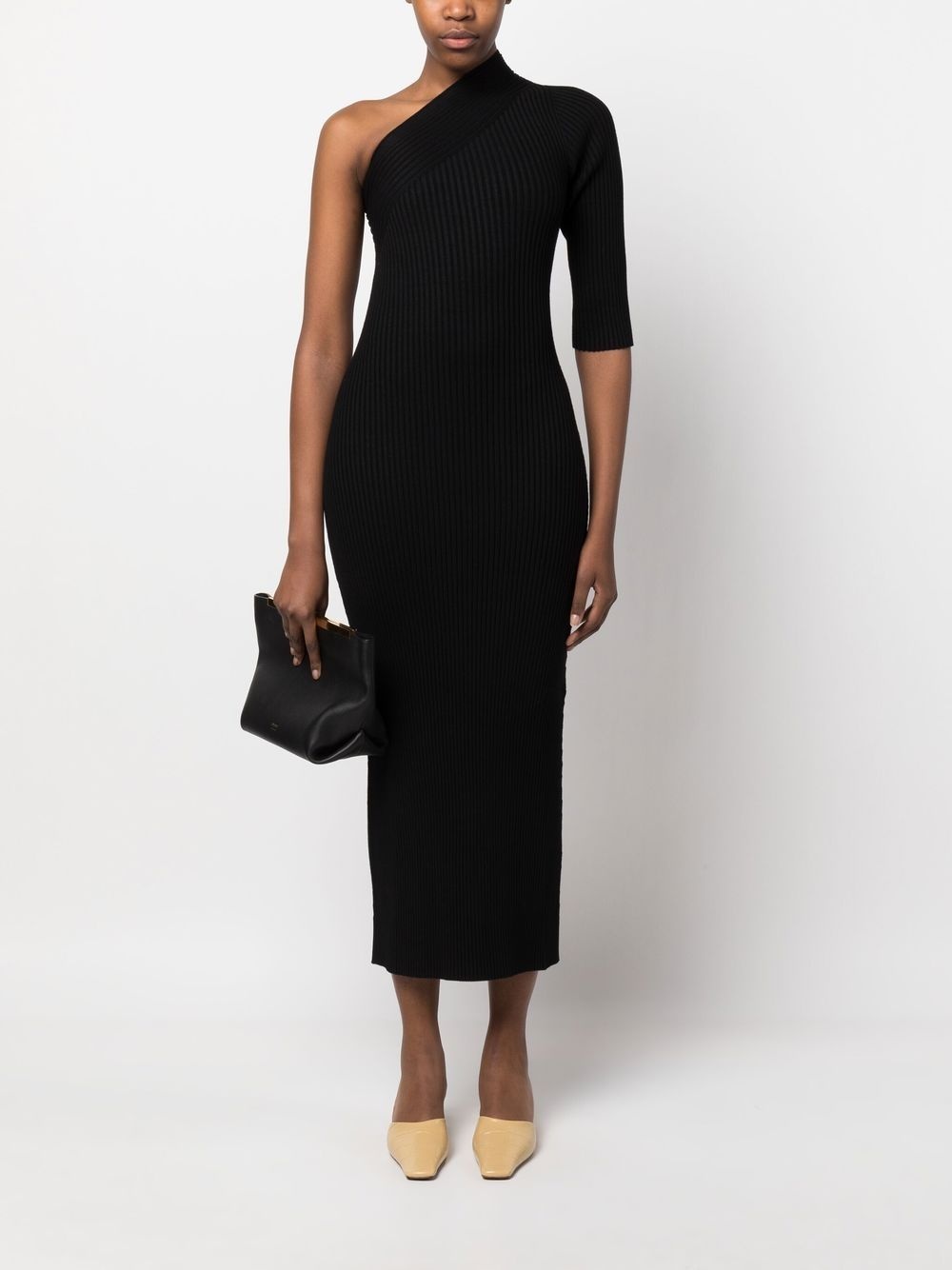 ribbed asymmetric midi dress - 2