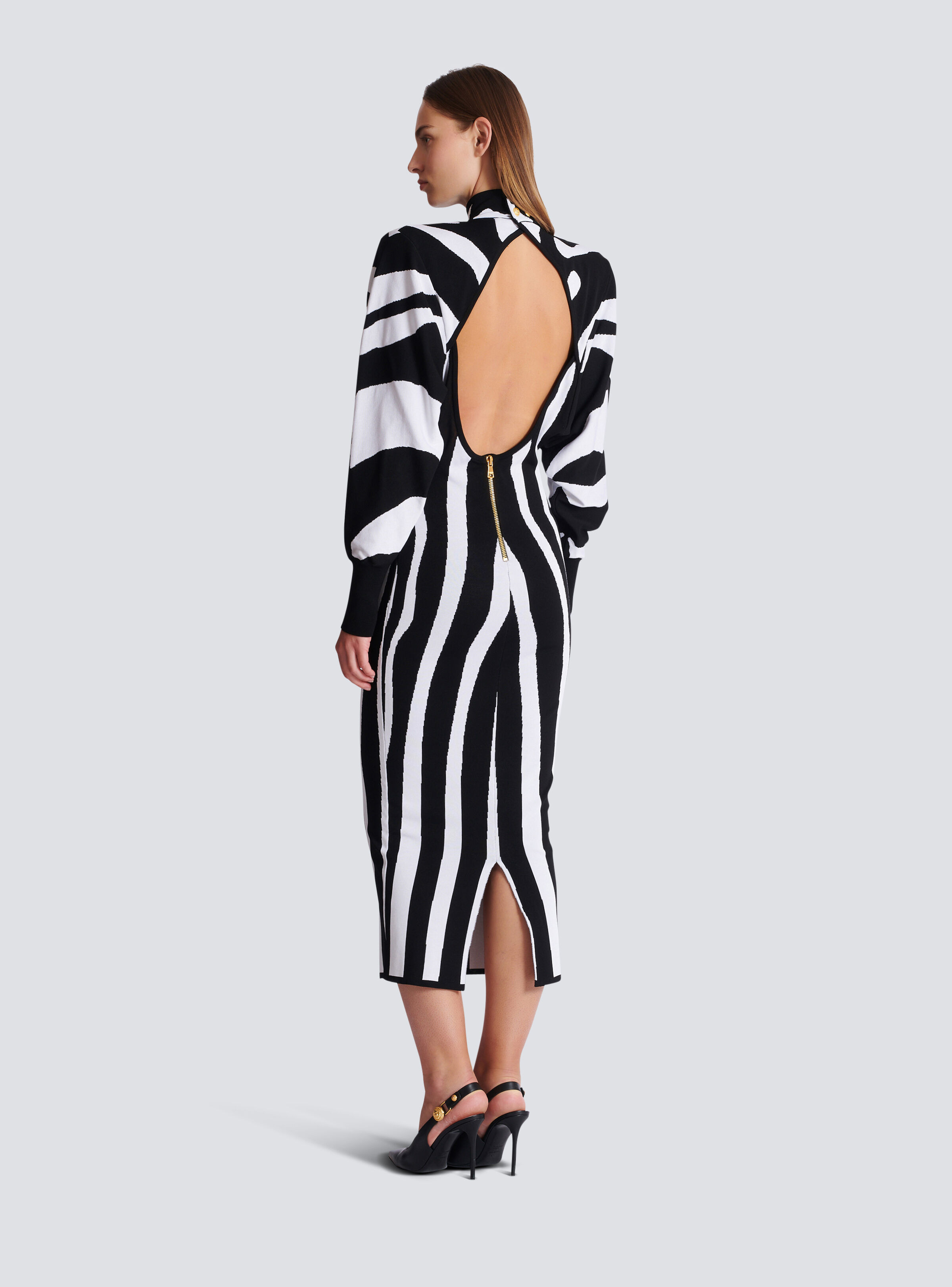 Long knit dress with zebra intarsia - 4