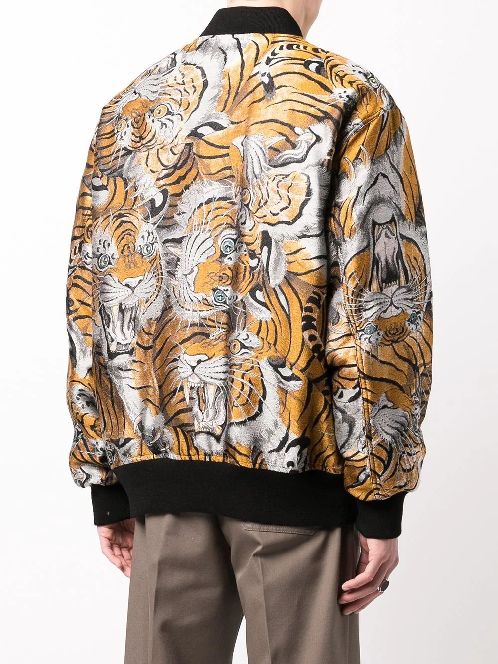 tiger-jacquard bomber jacket - 4