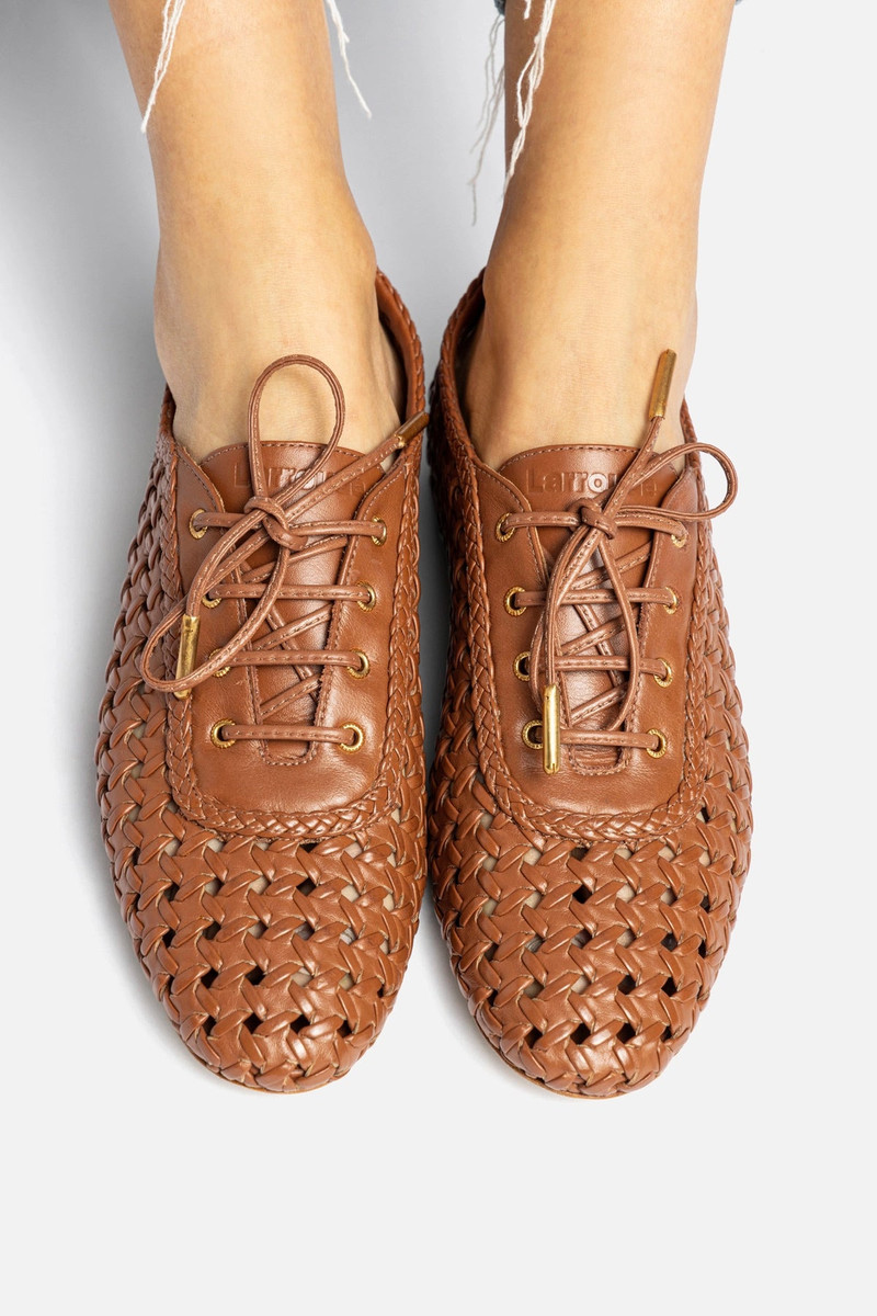 Liza Macrame Sneaker In Caramel Leather 5