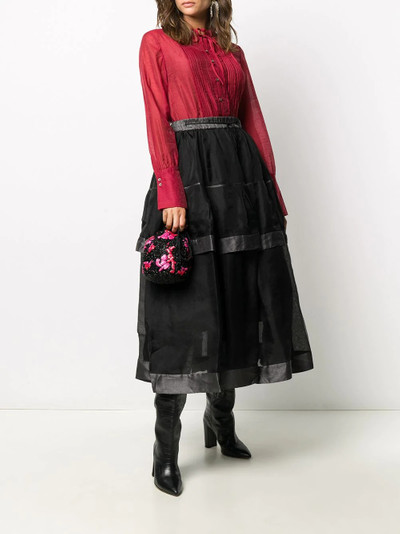 RENLI SU pleated panel ruffled-neck shirt outlook