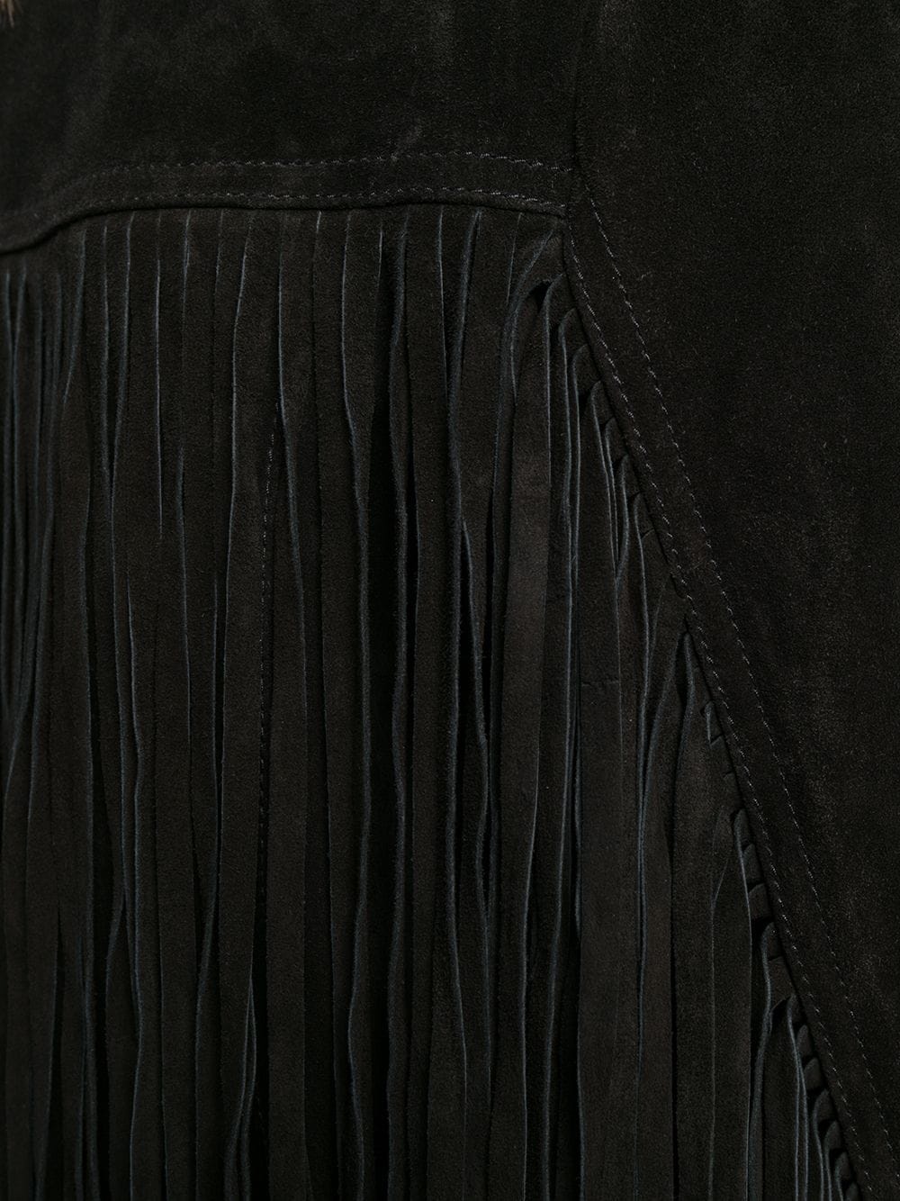 snap fastening fringed jacket - 6