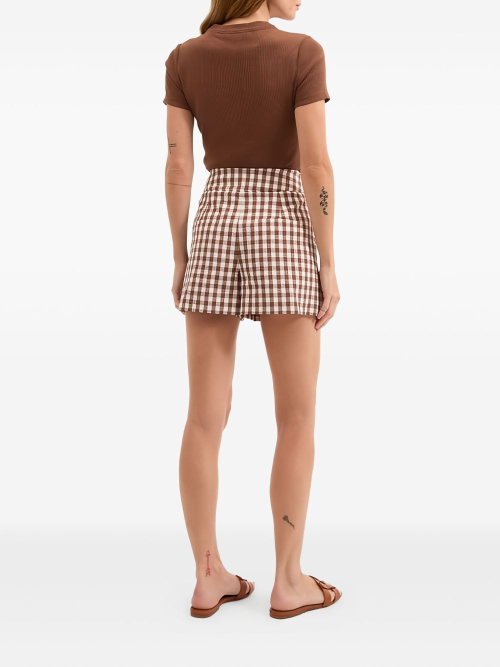 Haina gingham-pattern pleated shorts - 4