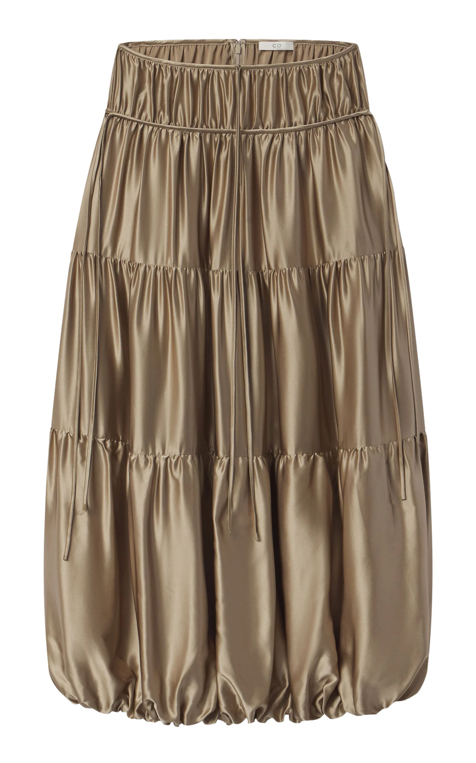 Silk Charmeuse Bubble Maxi Skirt gold - 1