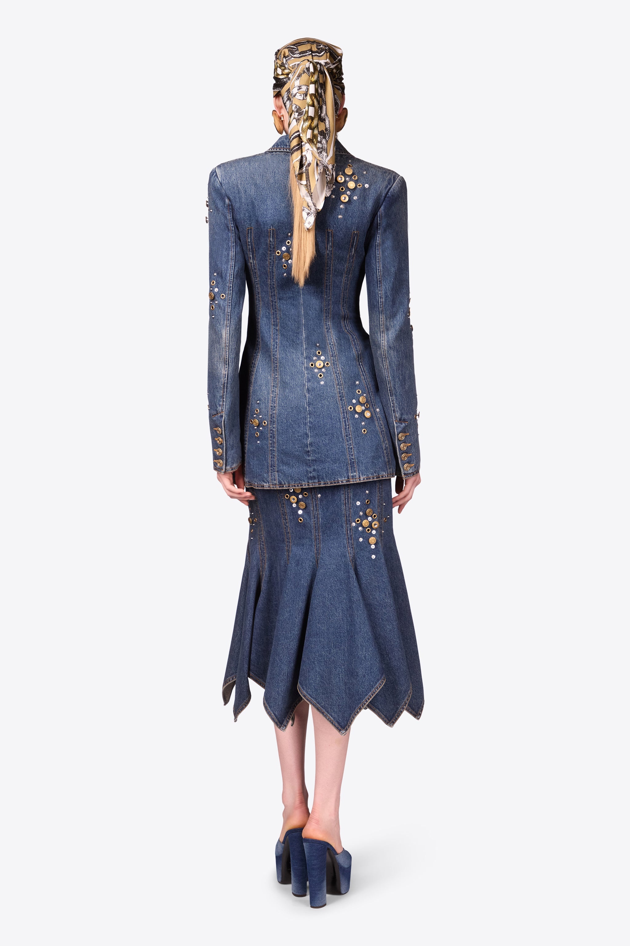 CRYSTAL BUTTON STUDDED BLAZER DRESS - 8