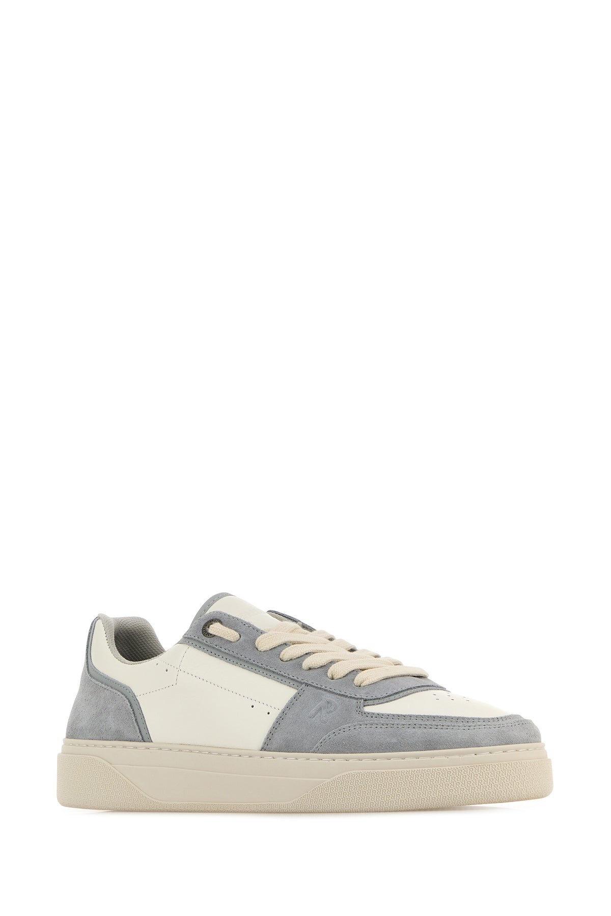 Two-tone leather and suede Initial sneakers - 2