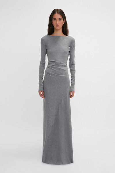 Victoria Beckham Long Sleeve Circle Neck Dress In Grey Marl outlook