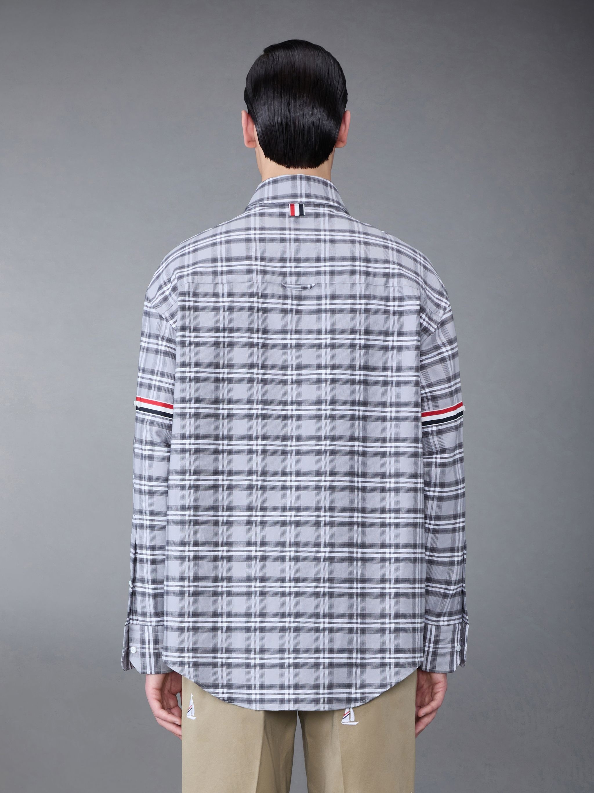 Prince of Wales Check Twill Armband Oversized Shirt - 3