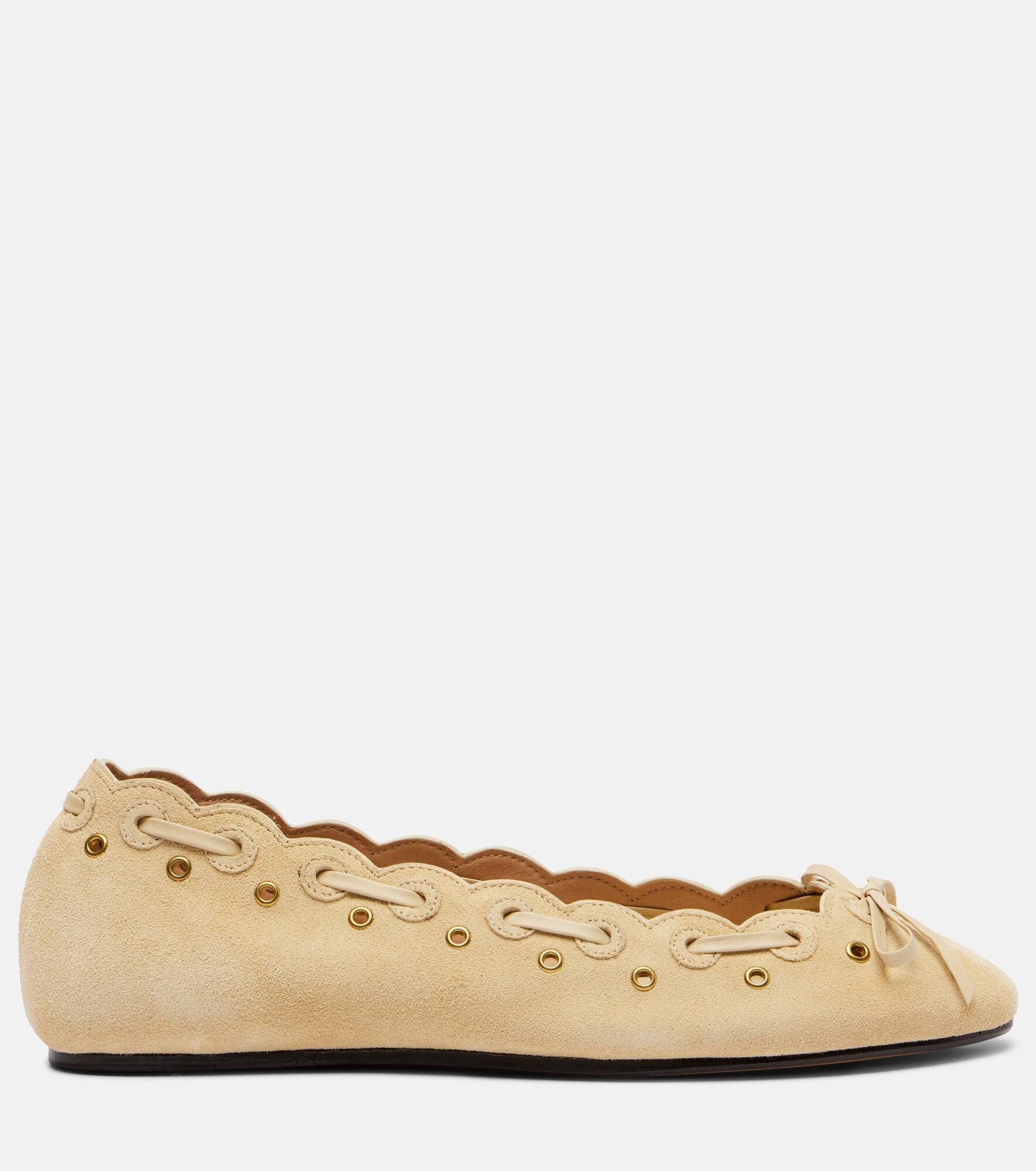 Balfy bow-detail suede ballet flats - 4
