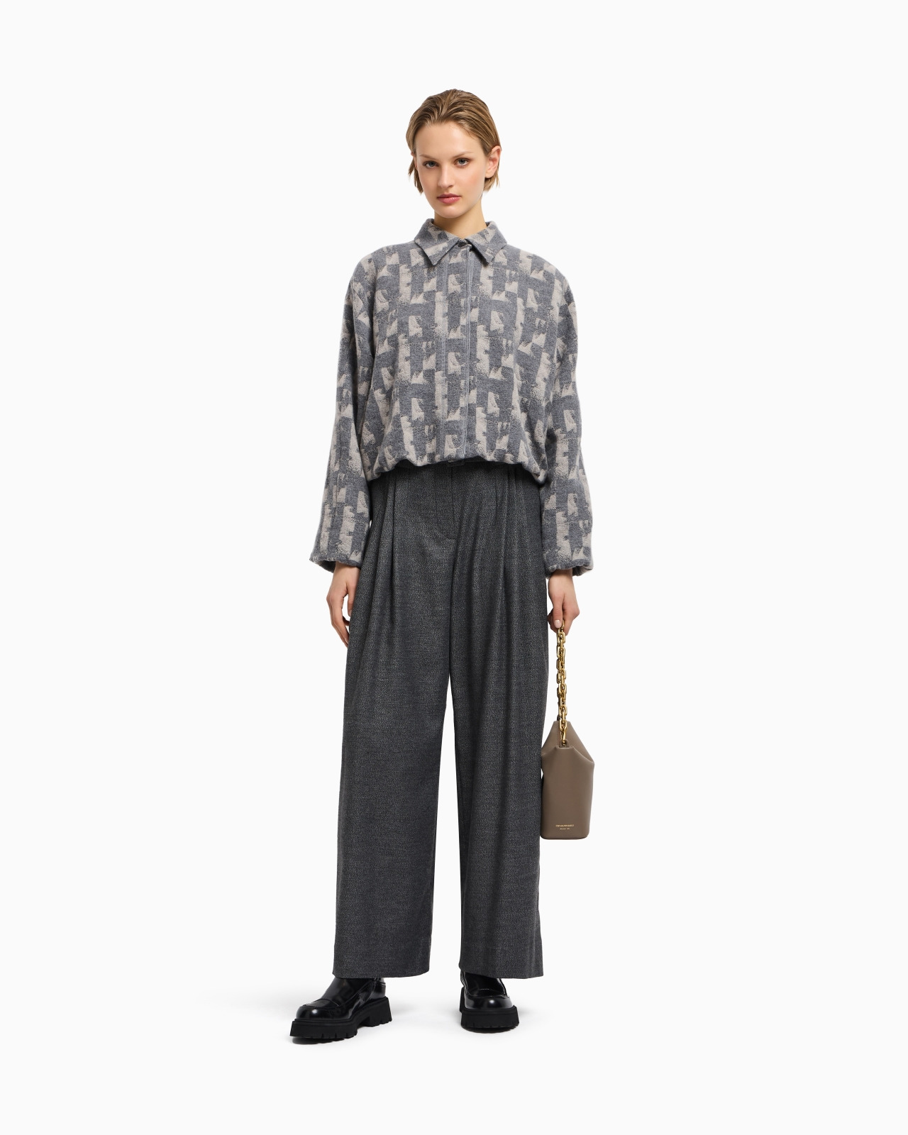 JACQUARD WOOL-BLEND BLOUSON WITH AN IRREGULAR GEOMETRIC MOTIF - 2