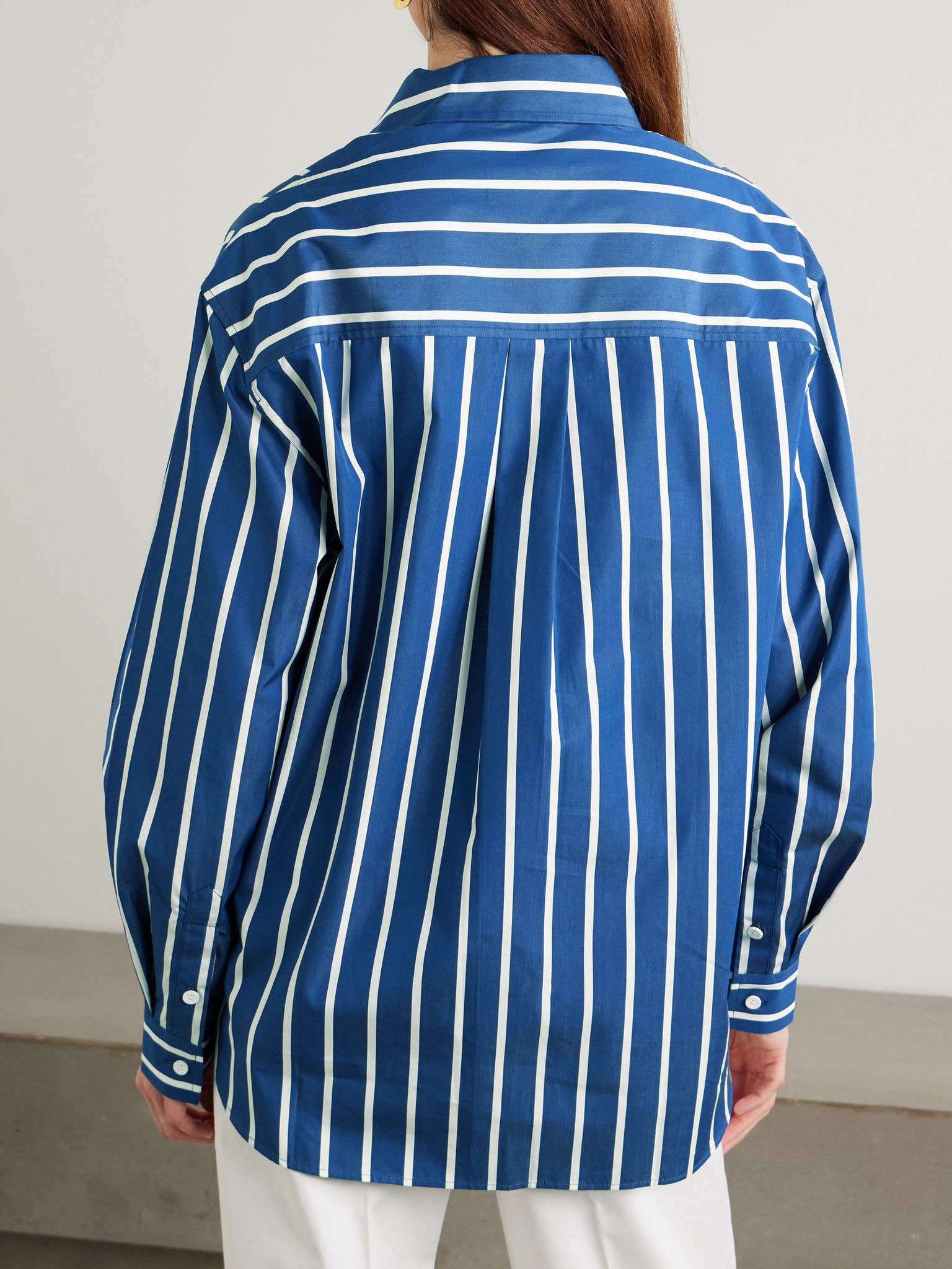 Striped cotton-poplin shirt Blue - 3