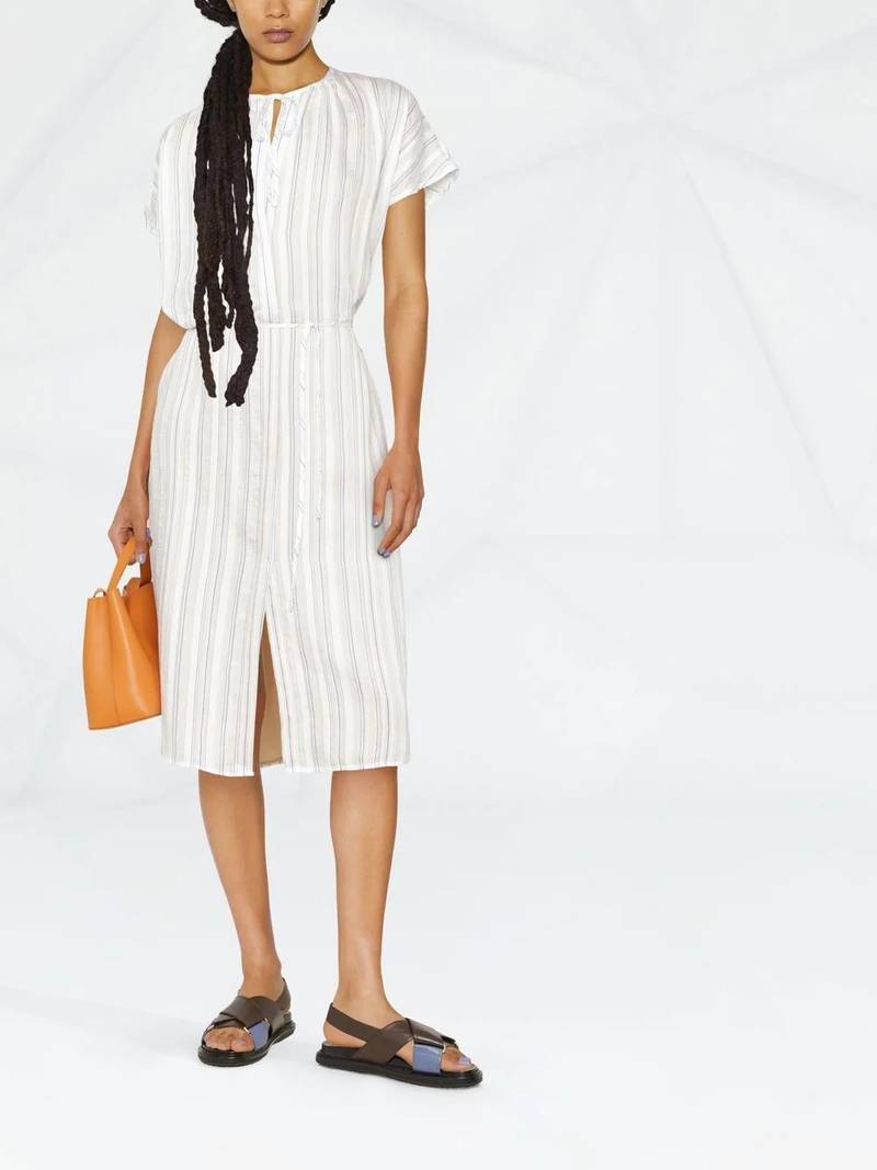 Vince Drapey stripe shirred dress outlook