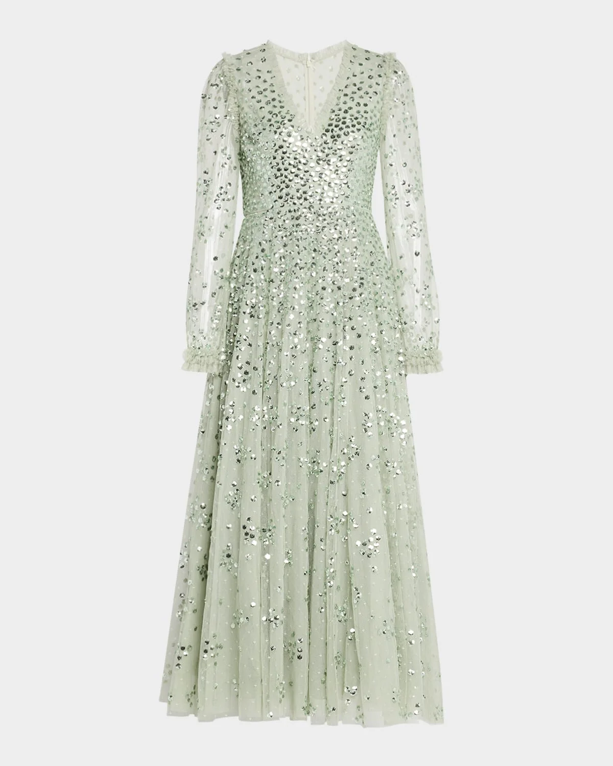 Leila Sequin Dot Tulle Ankle Gown - 1
