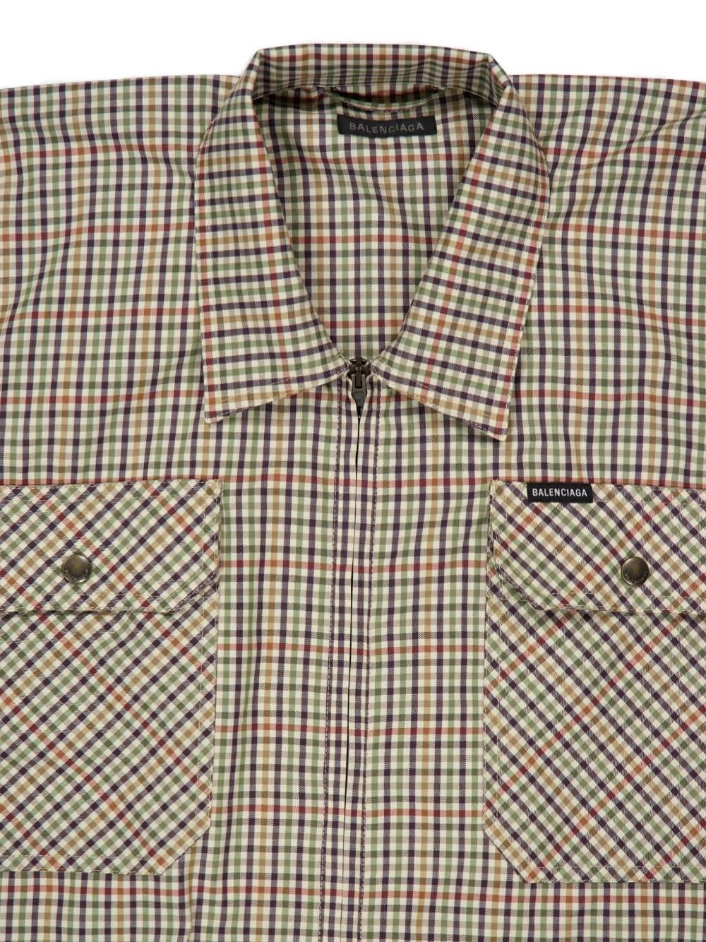 check zip-up shirt jacket - 4
