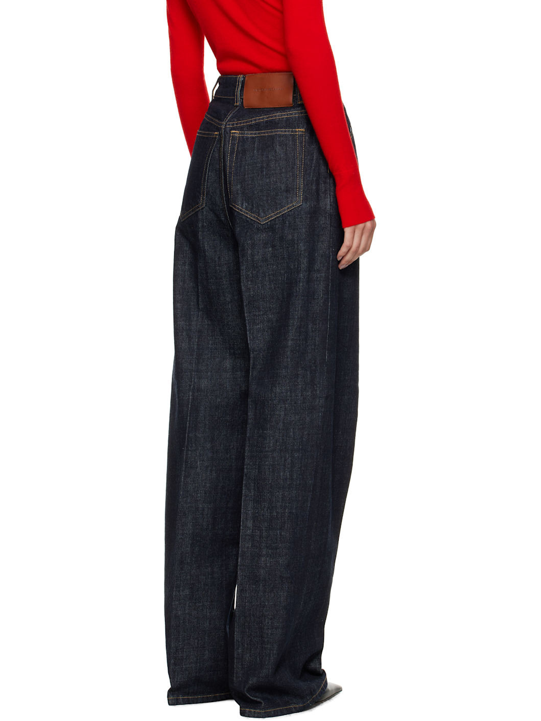 Navy High Waisted Cinched Jeans - 3
