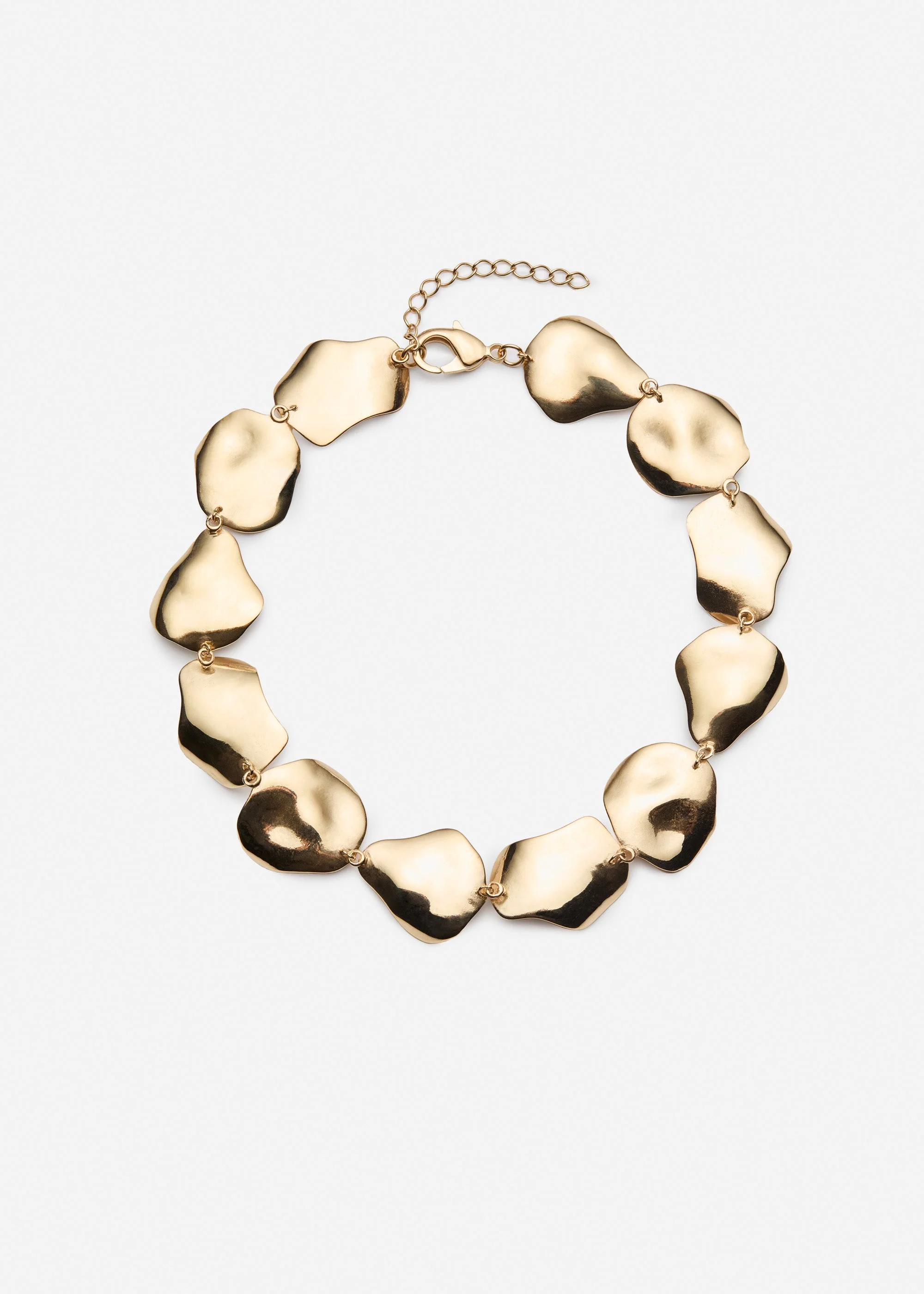 Sculpted petal link necklace in gold - 1