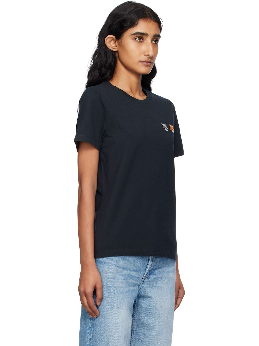 Black Double Bold Fox Head T-shirt - 2