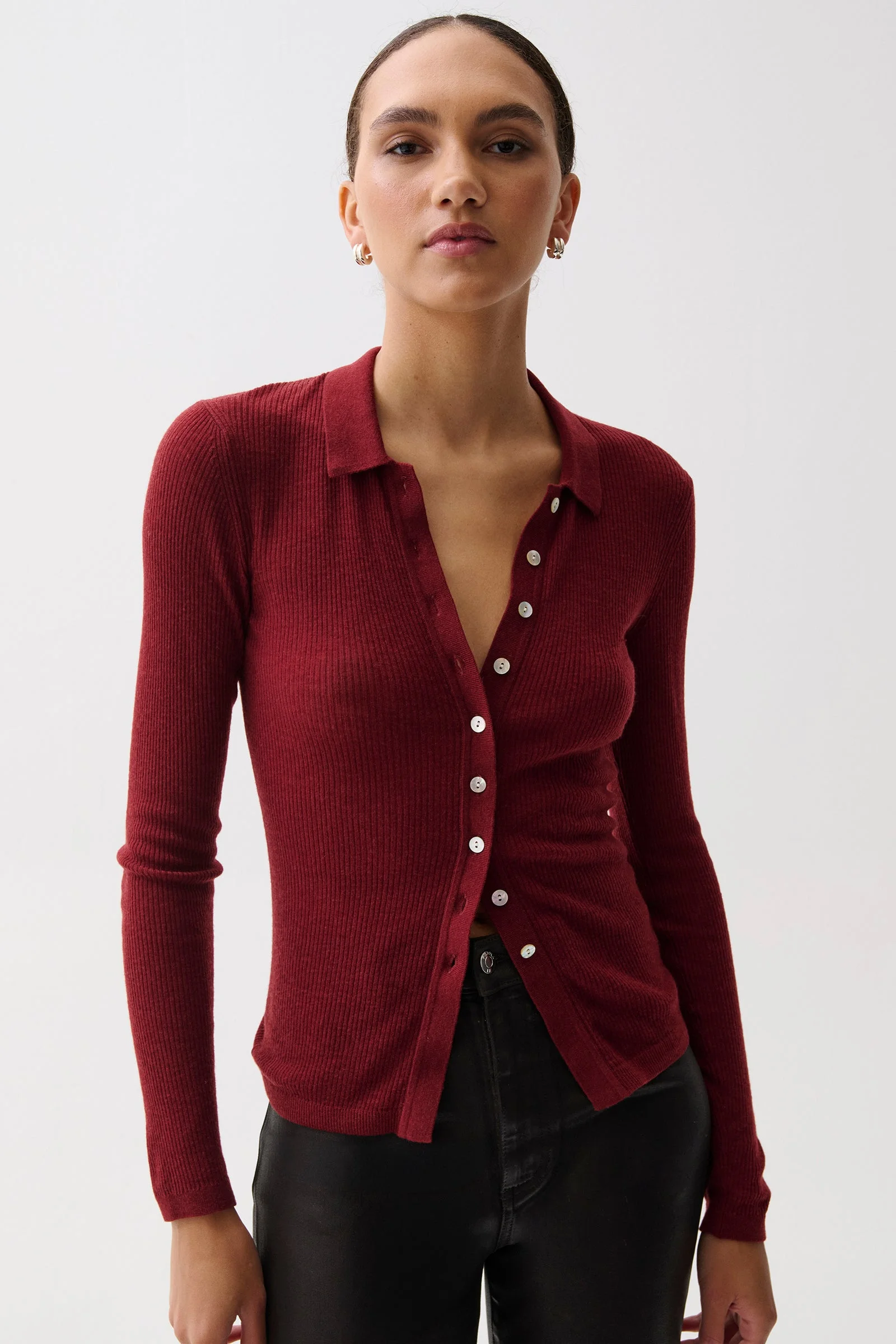 KOREY FEATHERWEIGHT CARDIGAN - BAROLO - 1