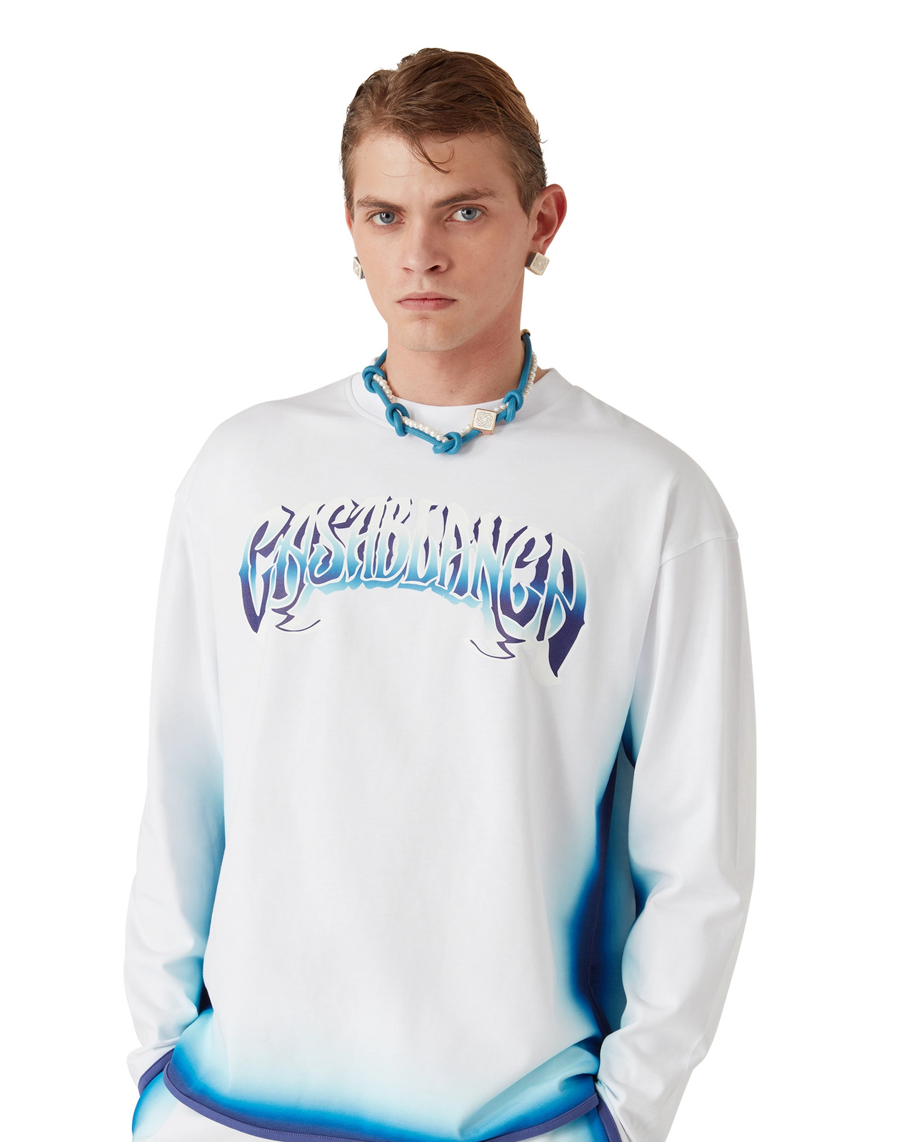 Blue Fade Long Sleeve T-Shirt | Casablanca Paris - 4