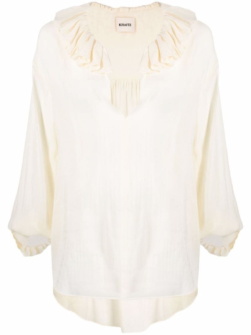 ruffled neck blouse - 1