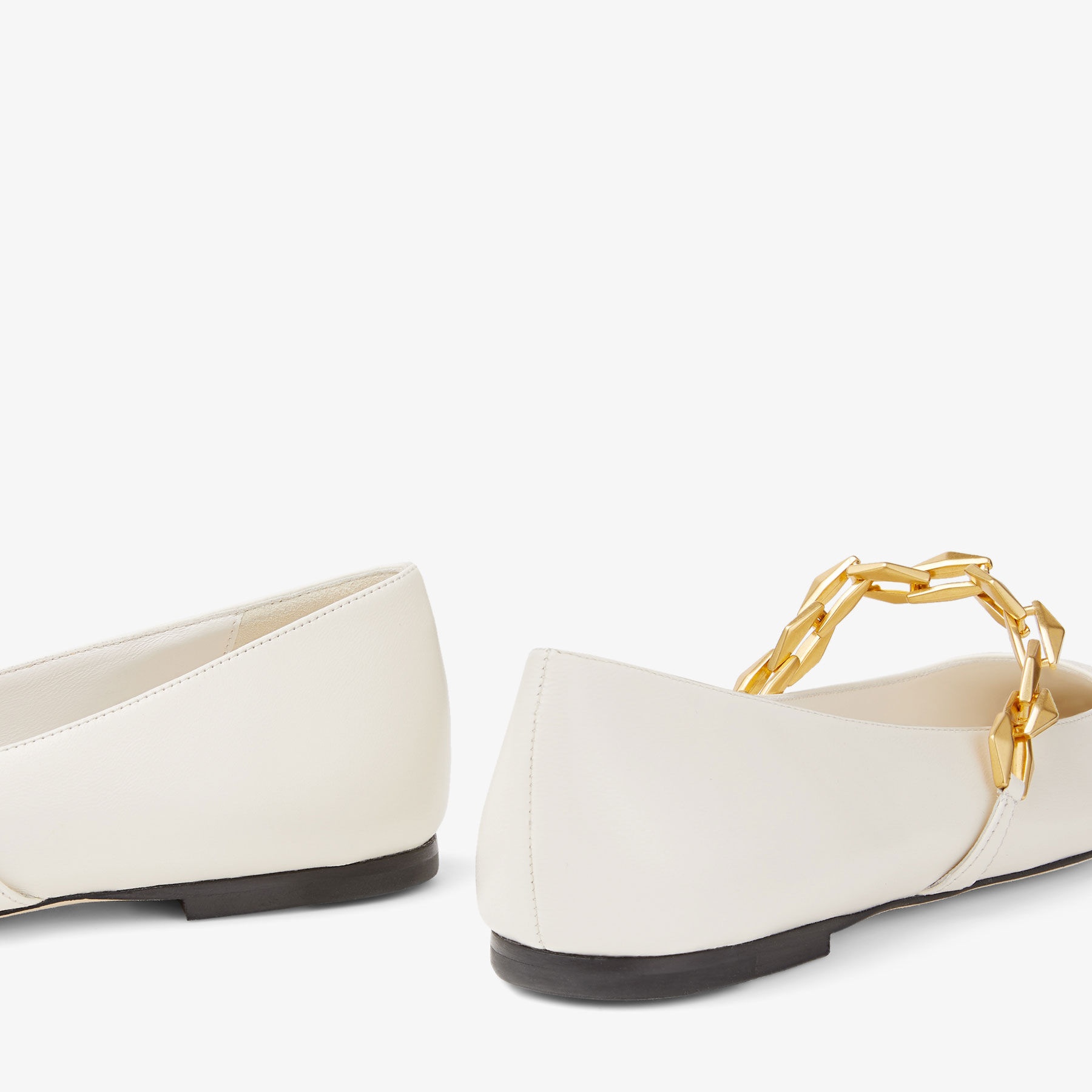Diamond Tilda Flat
Latte Nappa Leather Flats with Chain - 3