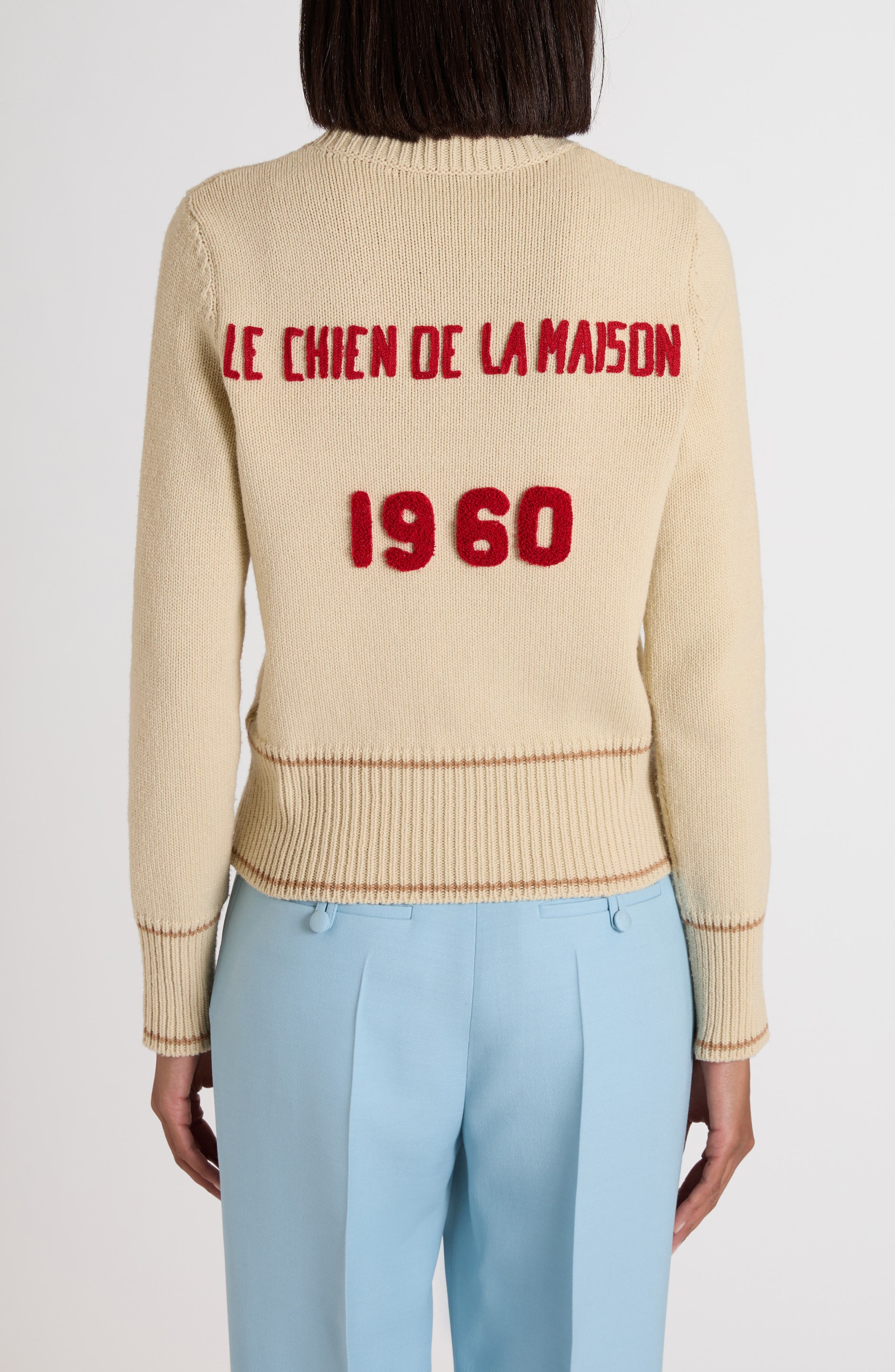 Valentino Garavani Le Chien de la Maison Embroidered Virgin Wool Sweater in Beige Multi at Nordstrom - 3