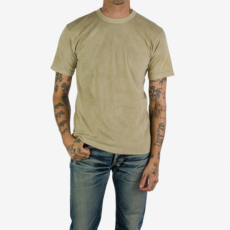 Iron Heart UTIL-HDYE-SGRN UTILITEES - 5.5oz Loopwheel Crew Neck T-Shirt - Hand Dyed Sage Green outlook