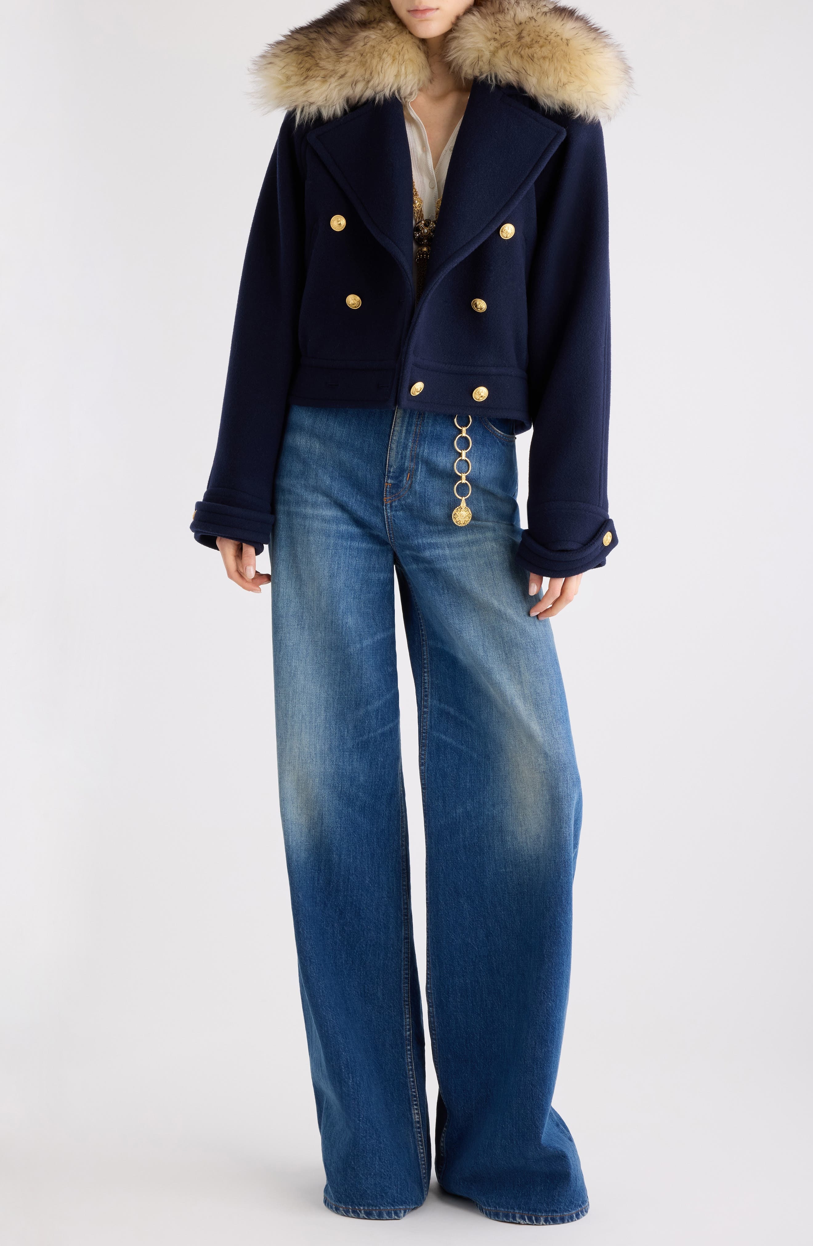 Chloé High Waist Wide Leg Jeans in Night Blue at Nordstrom - 8