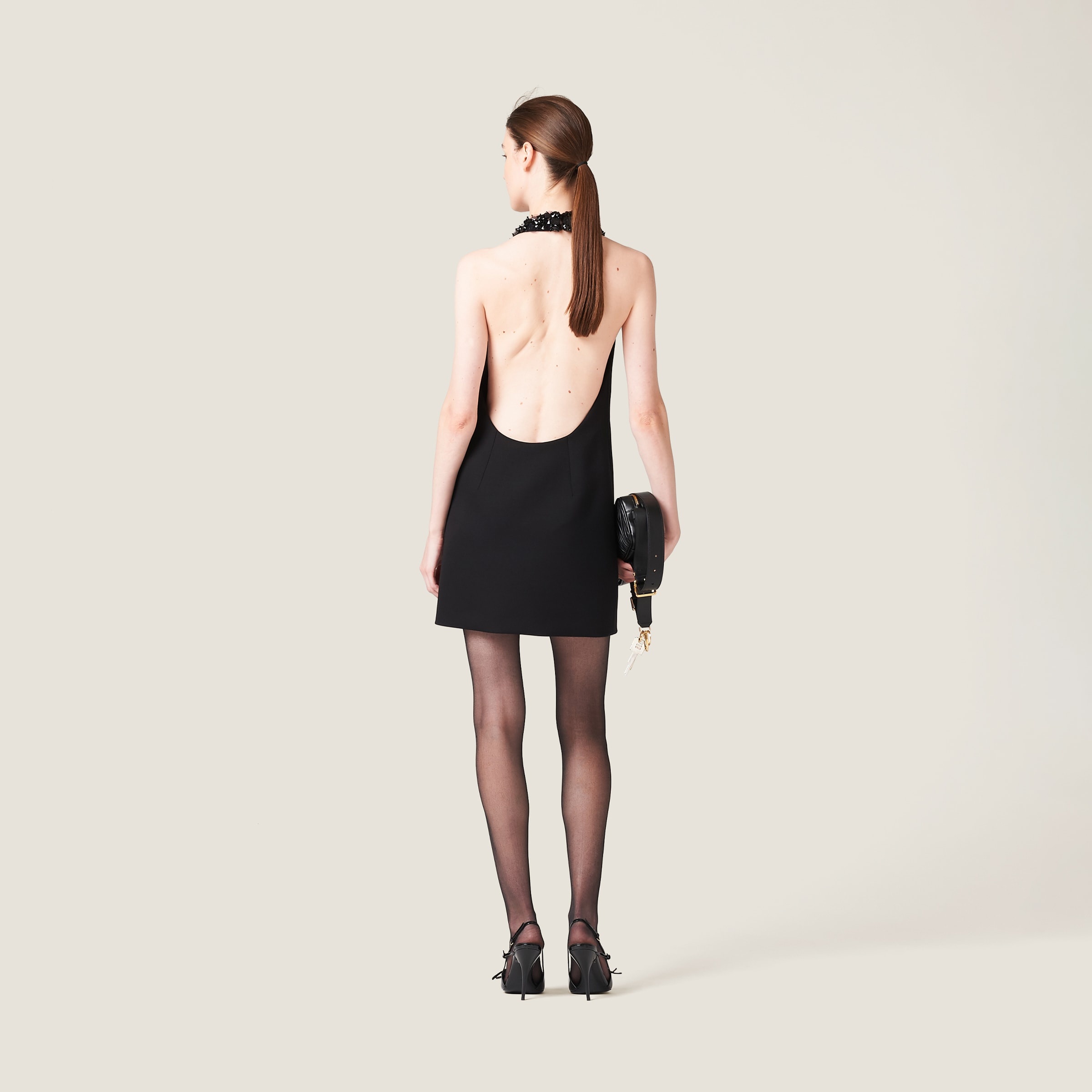 Embroidered grain de poudre mini-dress - 3
