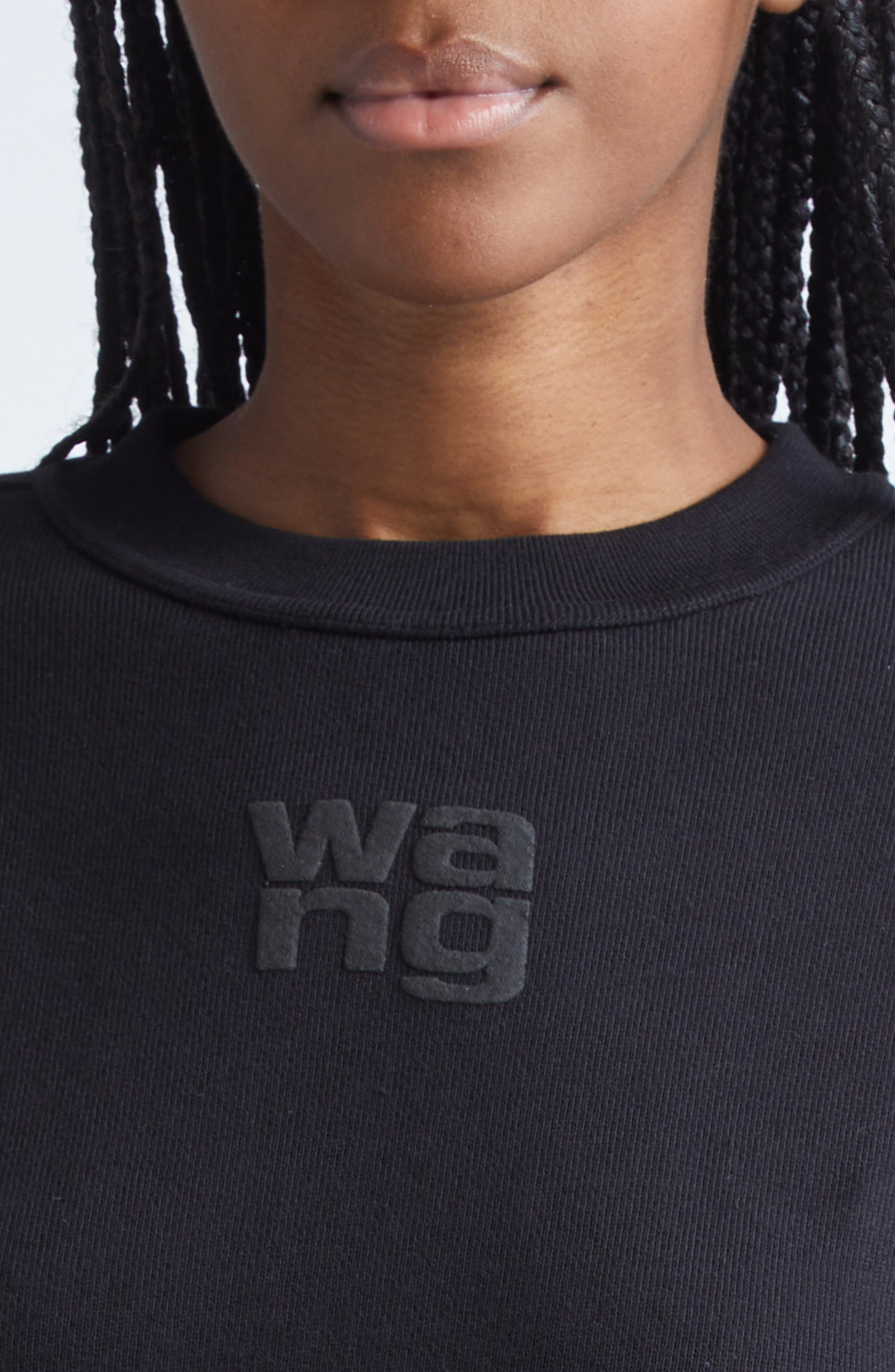 Alexander Wang Stacked Logo Cotton Terry Sweatshirt in Black at Nordstrom - 4