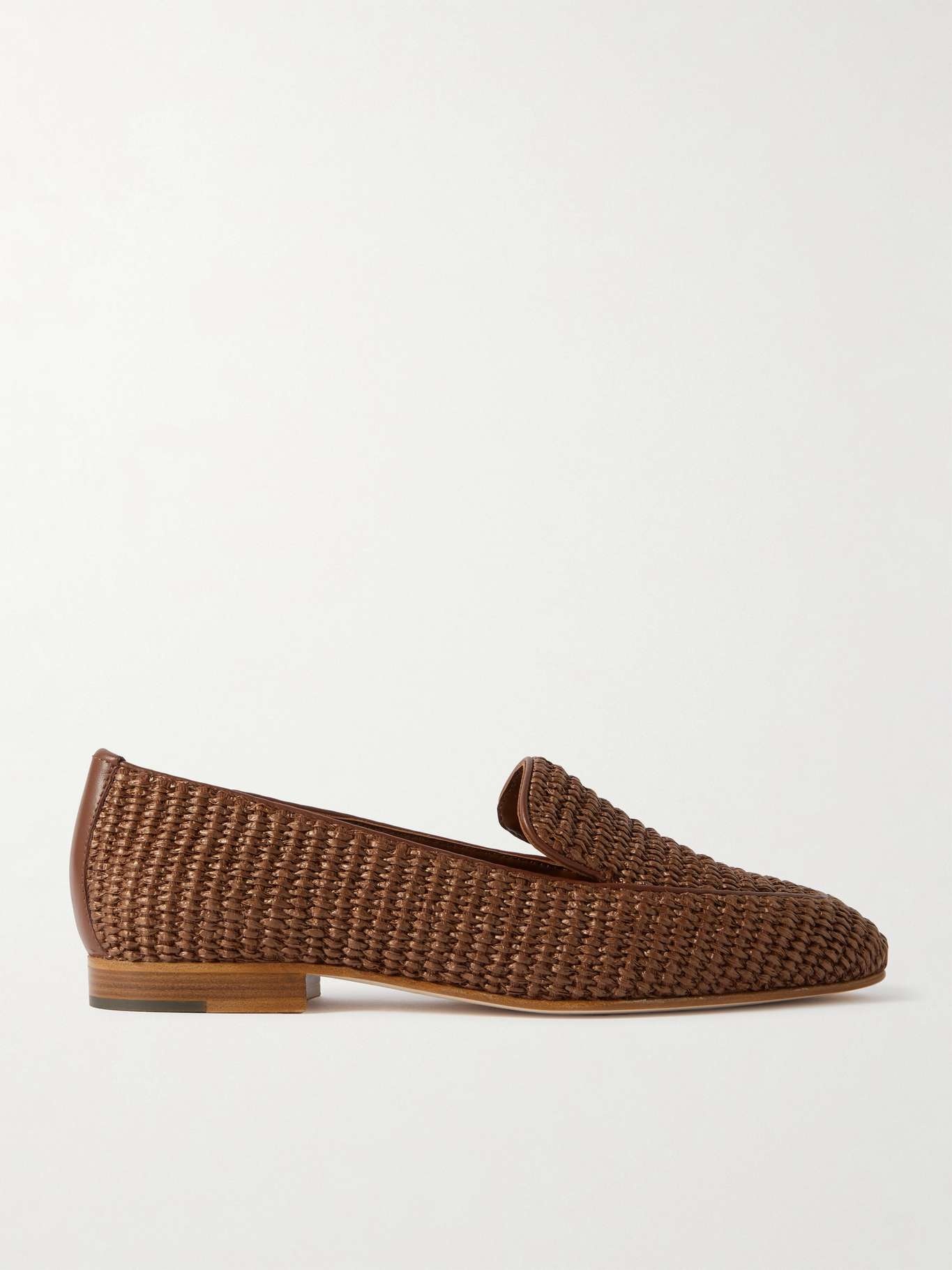 Pitakara leather-trimmed raffia loafers - 1