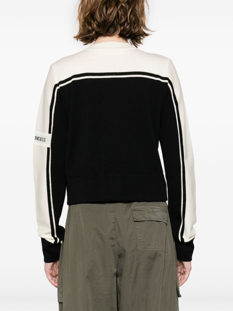 logo-intarsia wool zip cardigan 4