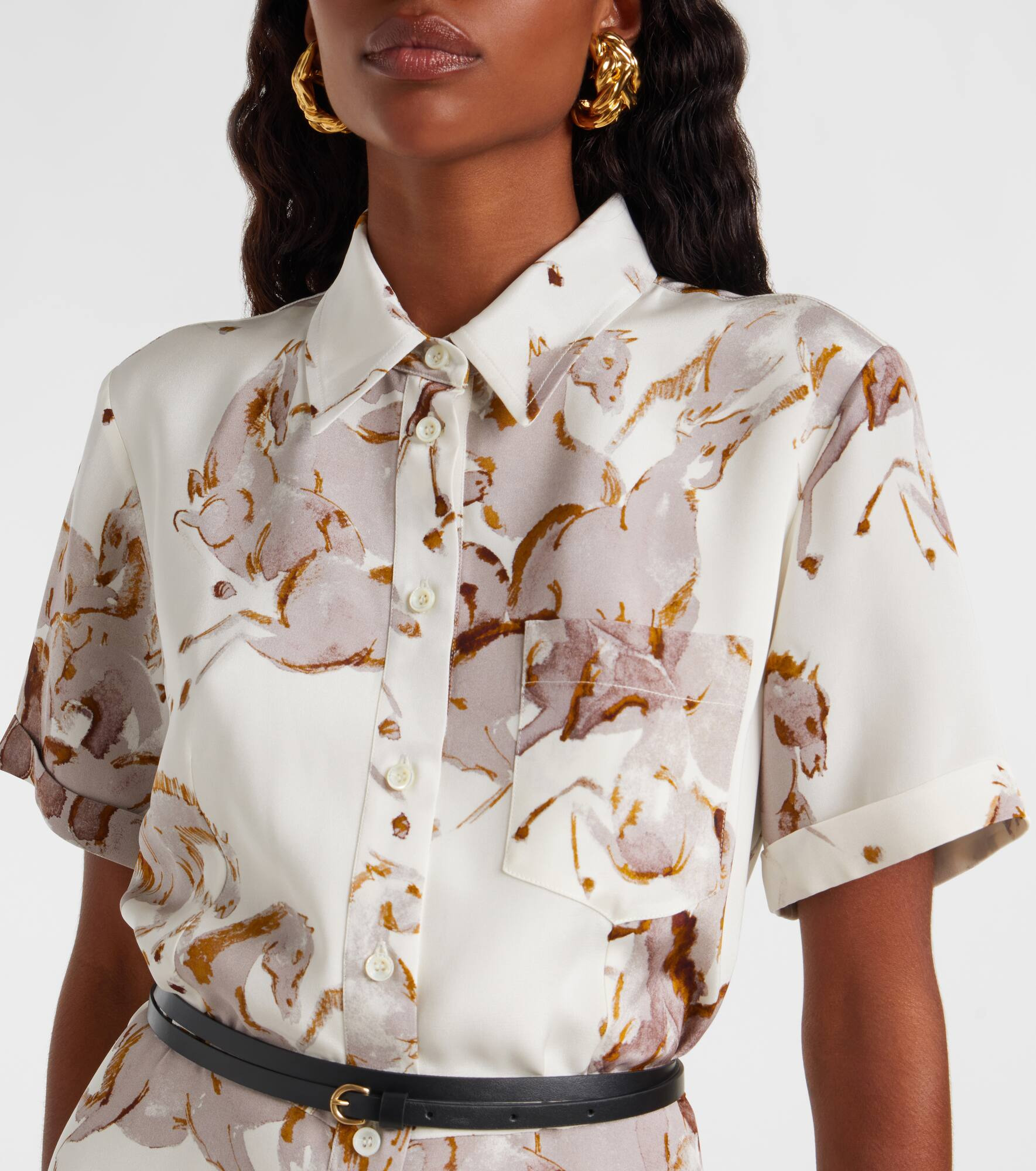 Kiera printed silk shirt dress - 4