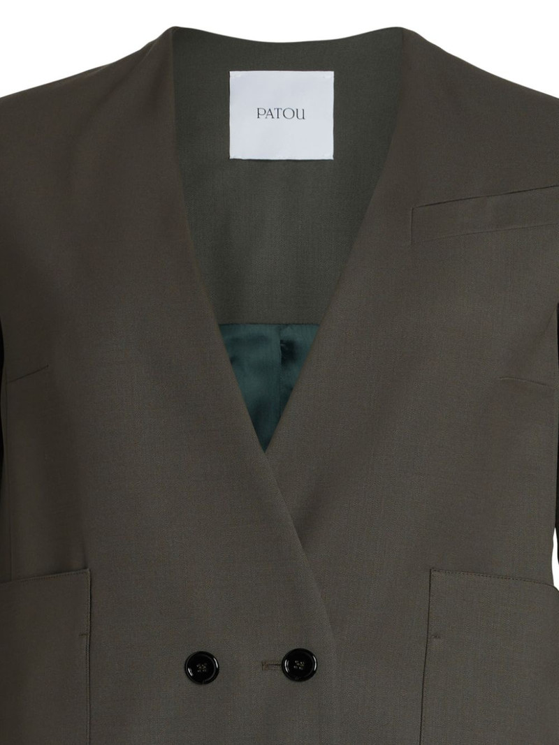 PATOU collarless double-breasted blazer outlook