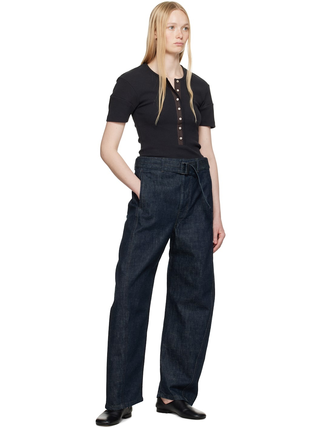 Black Fitted Henley T-shirt - 5