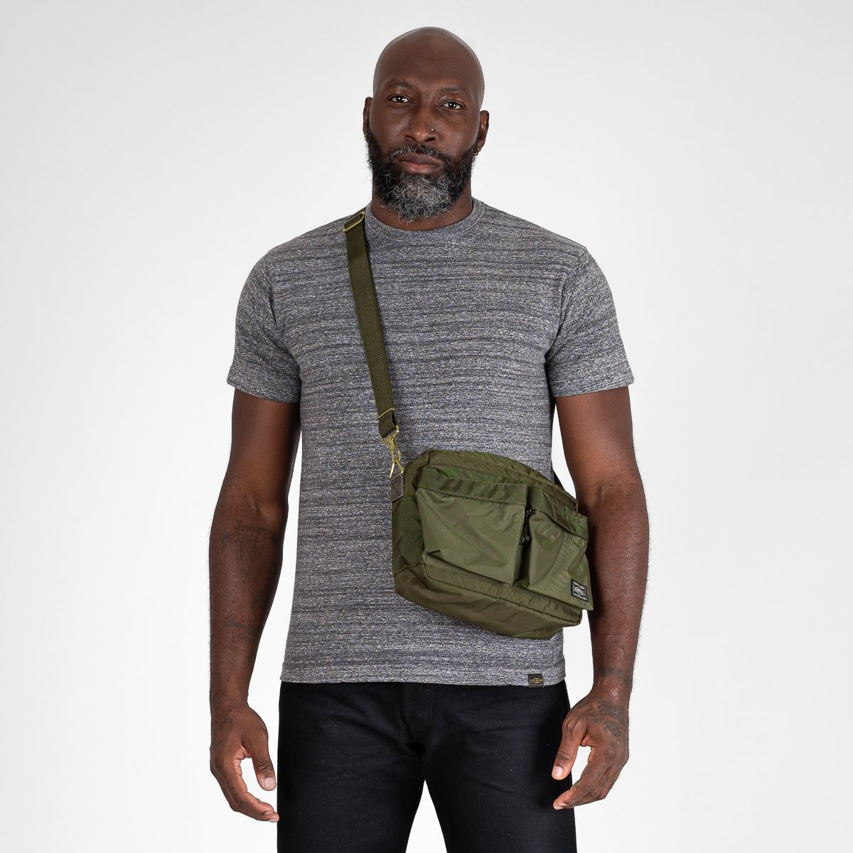 POR-FOR-SHLS-OLV Porter - Yoshida & Co. - Force Small Shoulder Bag - Olive - 2