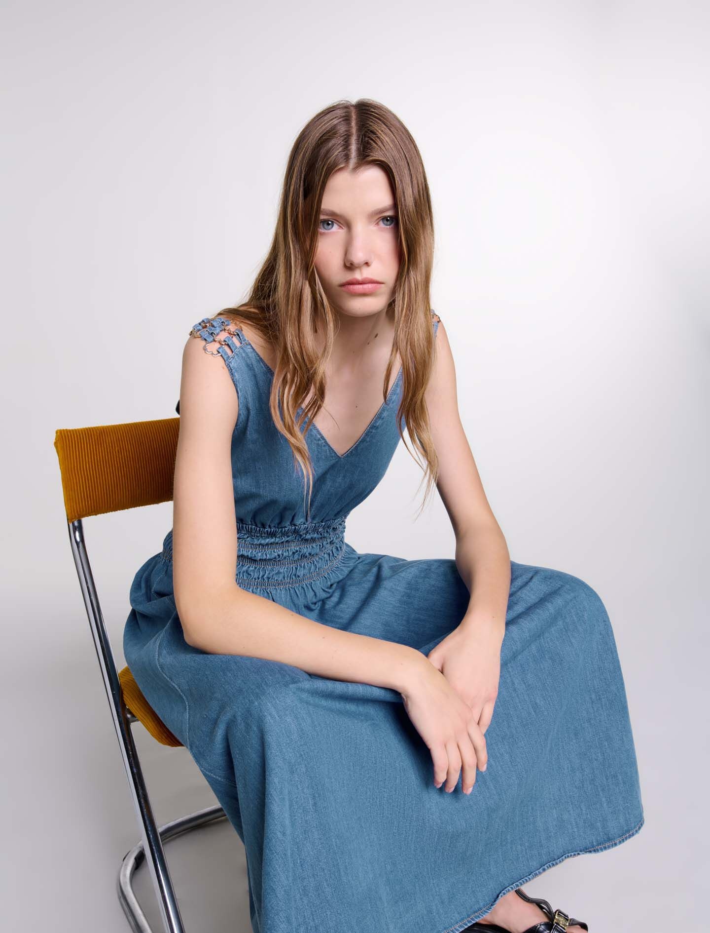 Cutaway denim maxi dress - 8