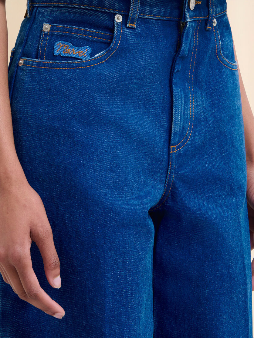 BLUE ORGANIC DENIM WIDE-LEG JEANS - 4