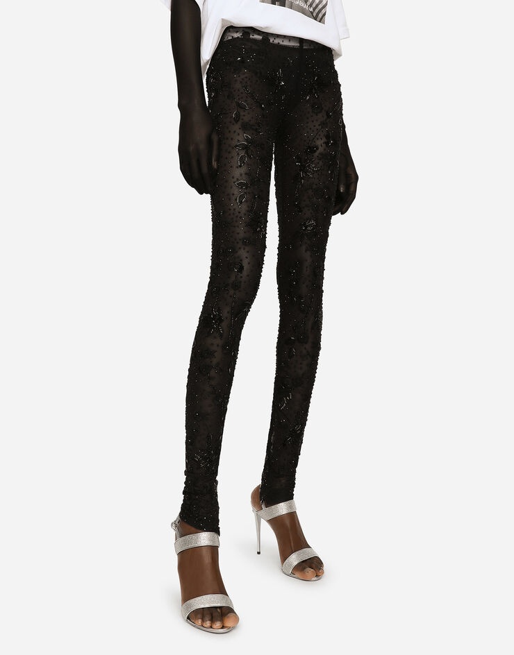 Tulle leggings with embroidery - 4