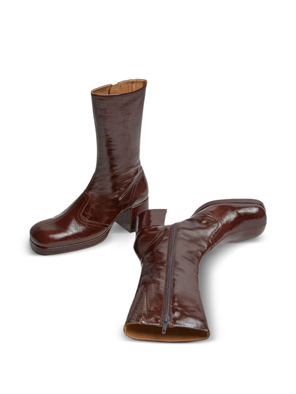 Cass patent-leather square-toe boots - 2