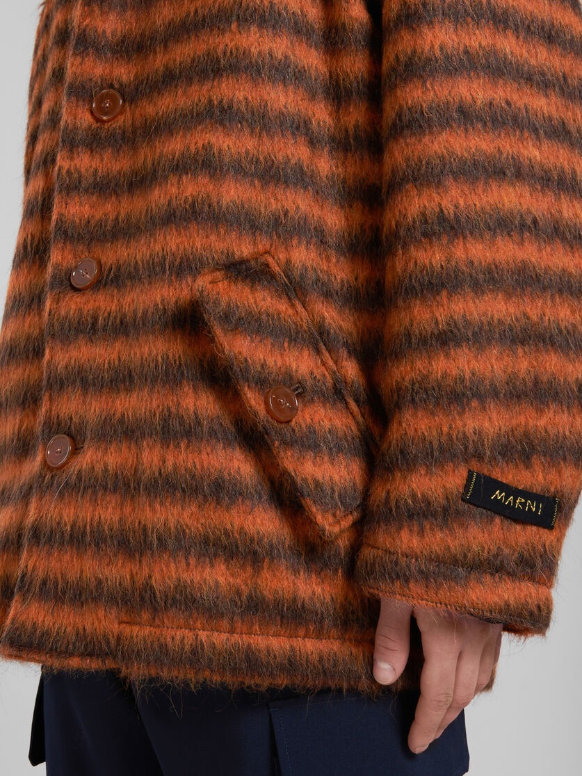 ORANGE STRIPED MOHAIR CABAN COAT - 5