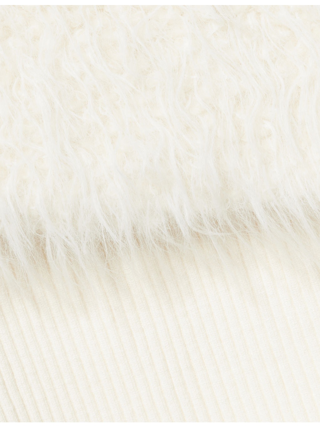 Off-Shoulder Faux Fur-Trim Ribbed Jumper - 6