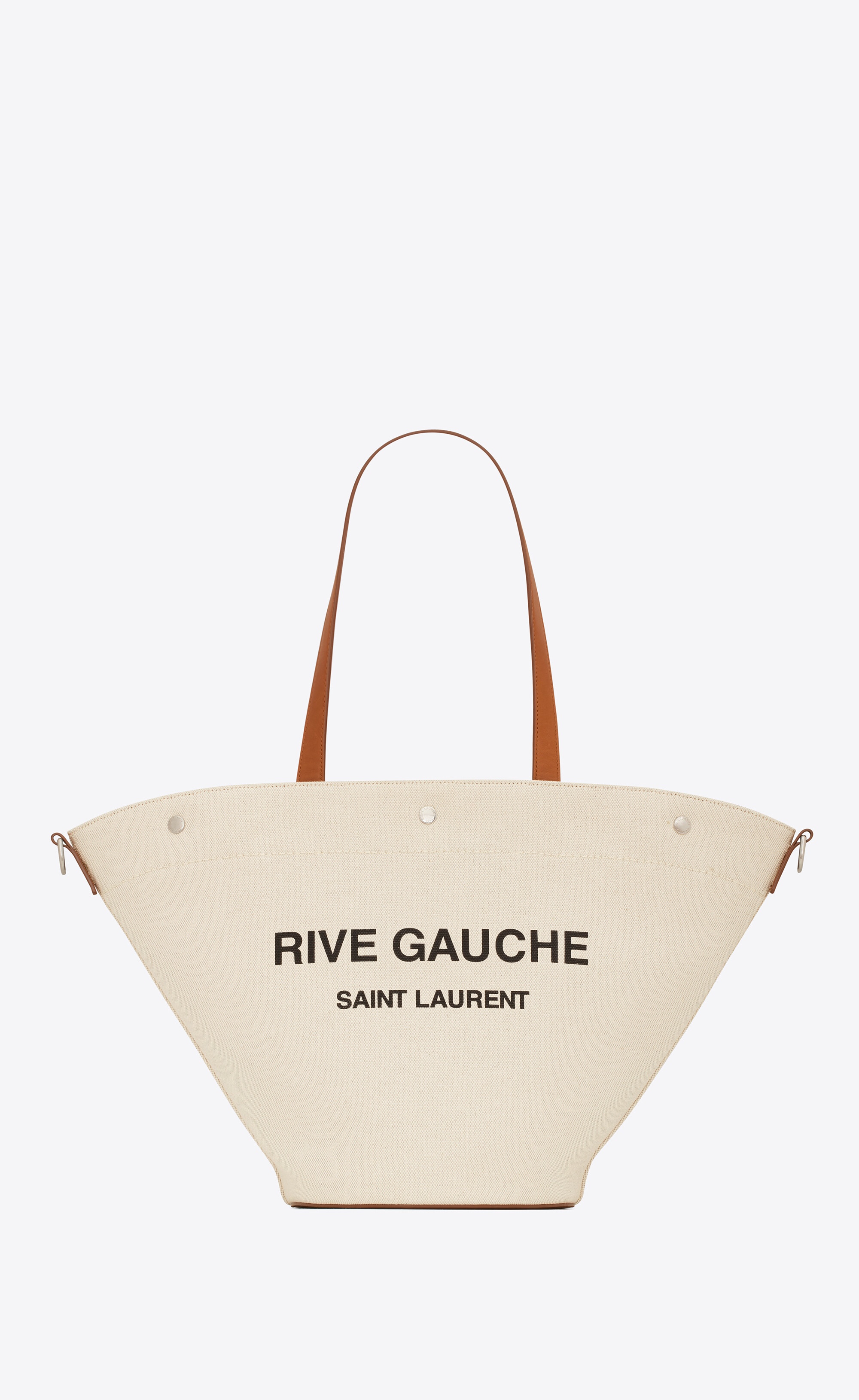 rive gauche tote bag in canvas and vintage leather - 1