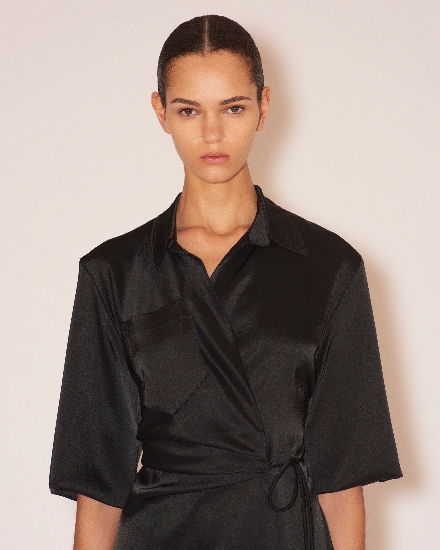 LAIS - Draped front shirt dress - Black - 2