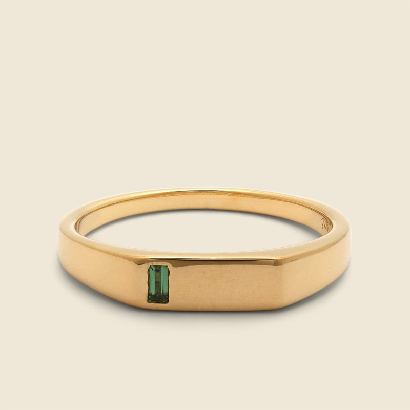 Miansai Valor Quartz Signet Ring - Gold Vermeil/Green outlook