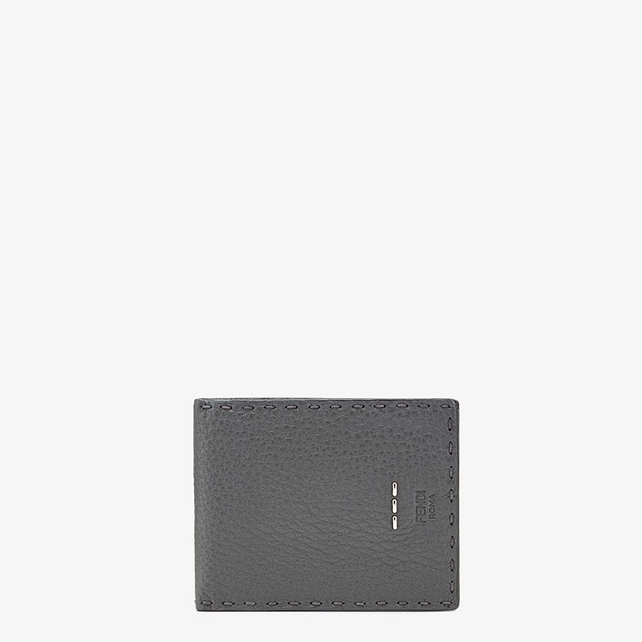 Bi-fold wallet in gray leather - 1