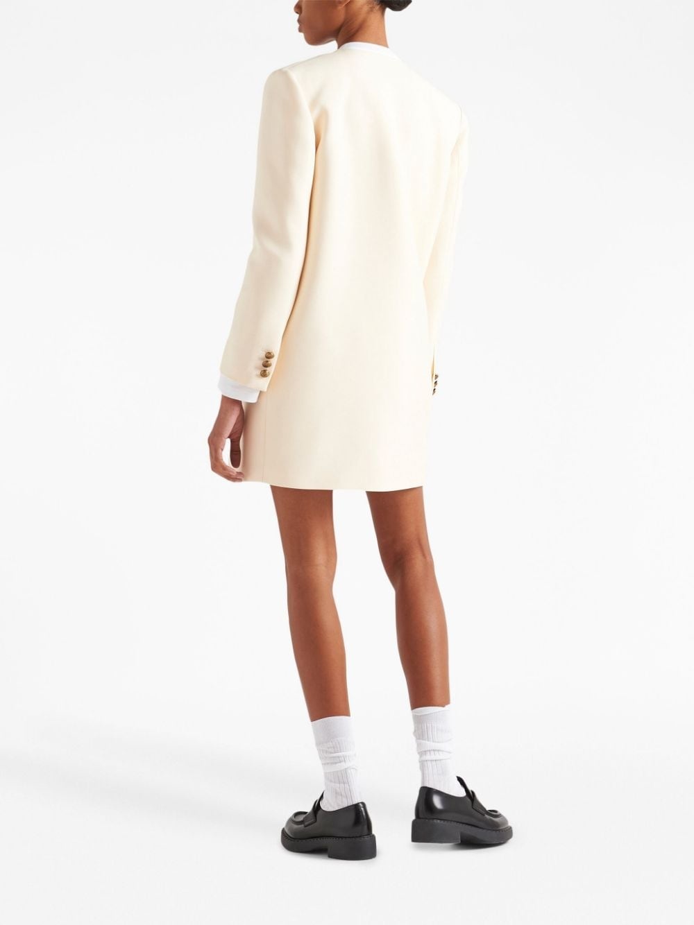 collarless buttoned wool coat - 3