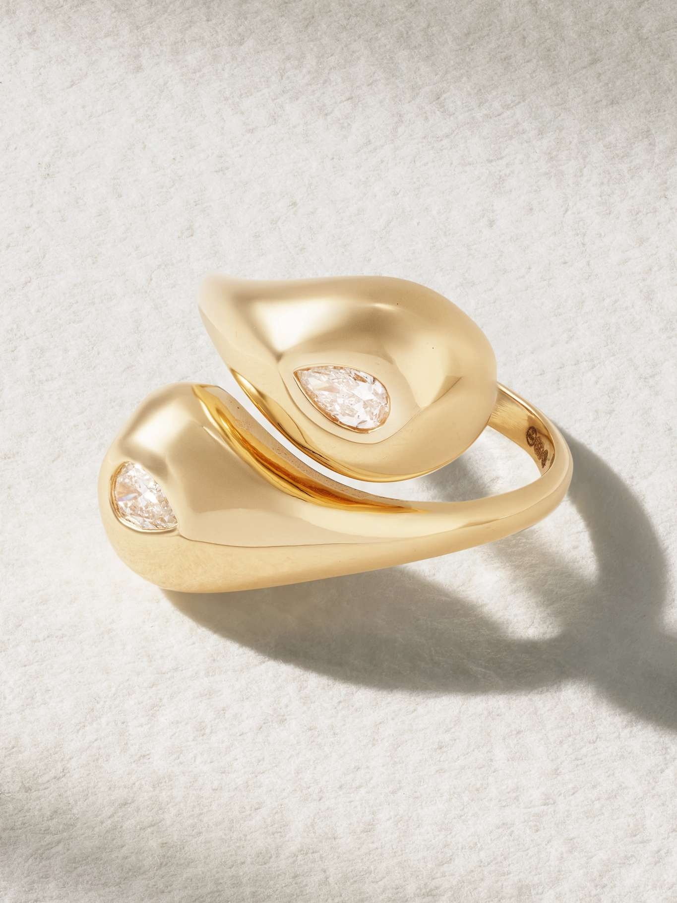 Twin Water Droplet 14-karat gold diamond ring - 1