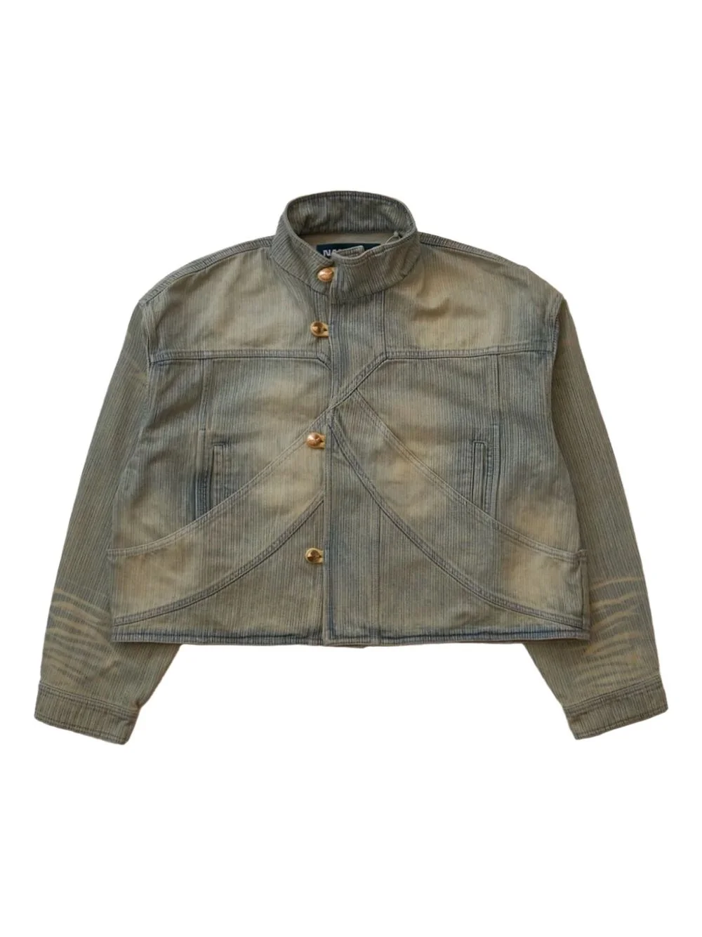 striped fox denim jacket - 1