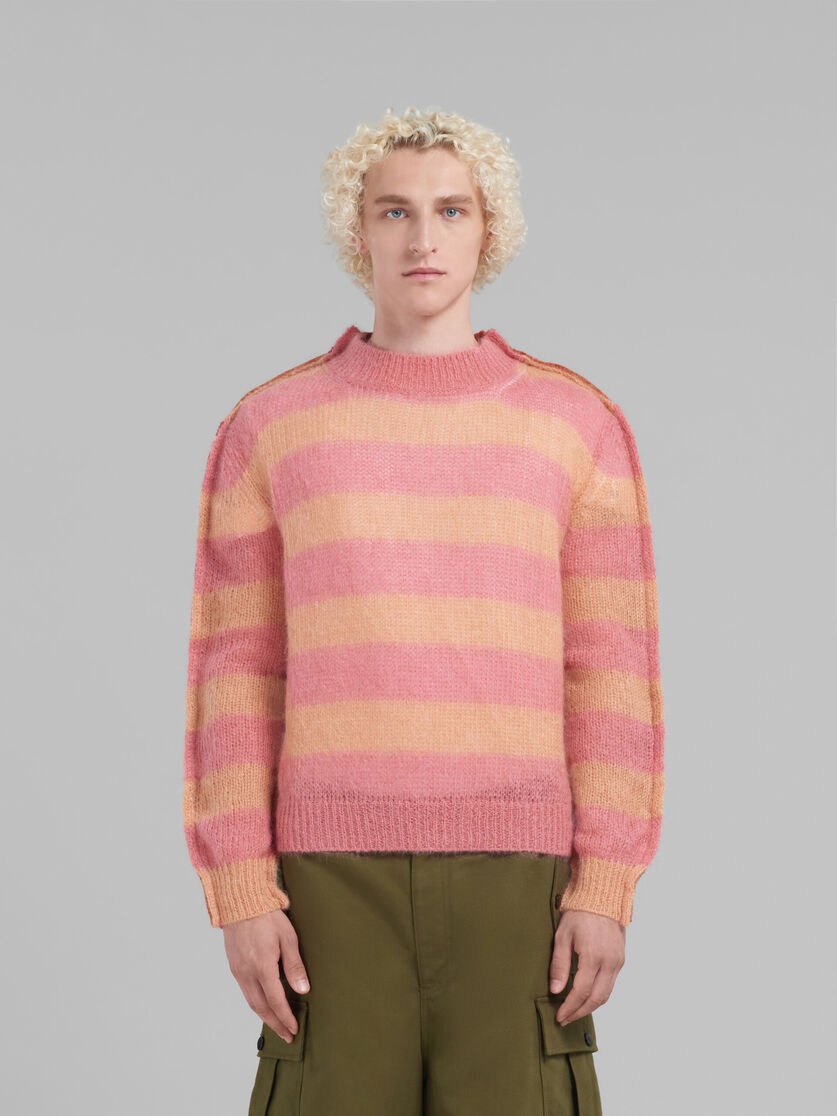 PEACH MOHAIR AND WOOL JUMPER WITH MIXED STRIPES - 2